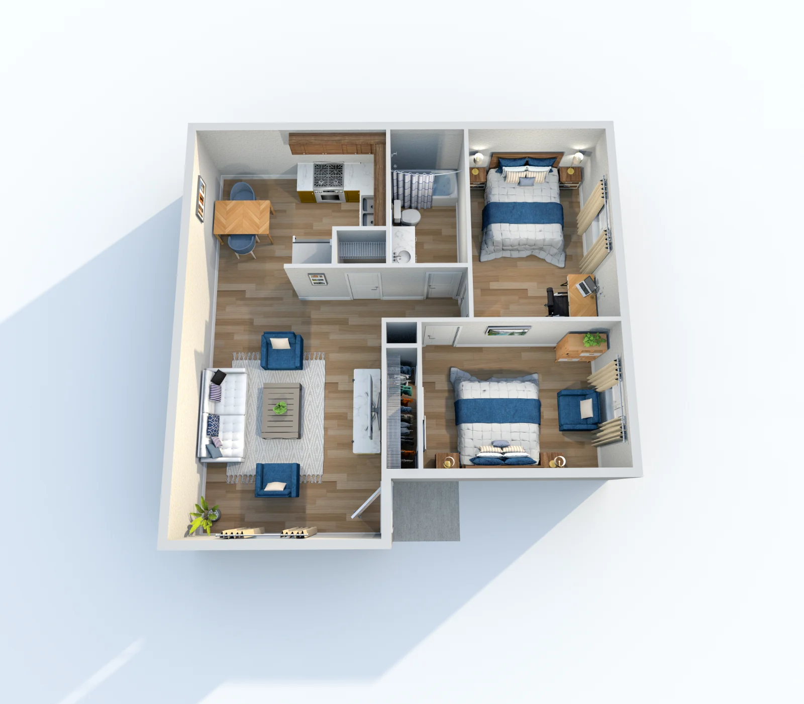 Palmetto at Lakeside — floor plan, Plan B1 · 2 bed · 1 bath · 750 sq ft