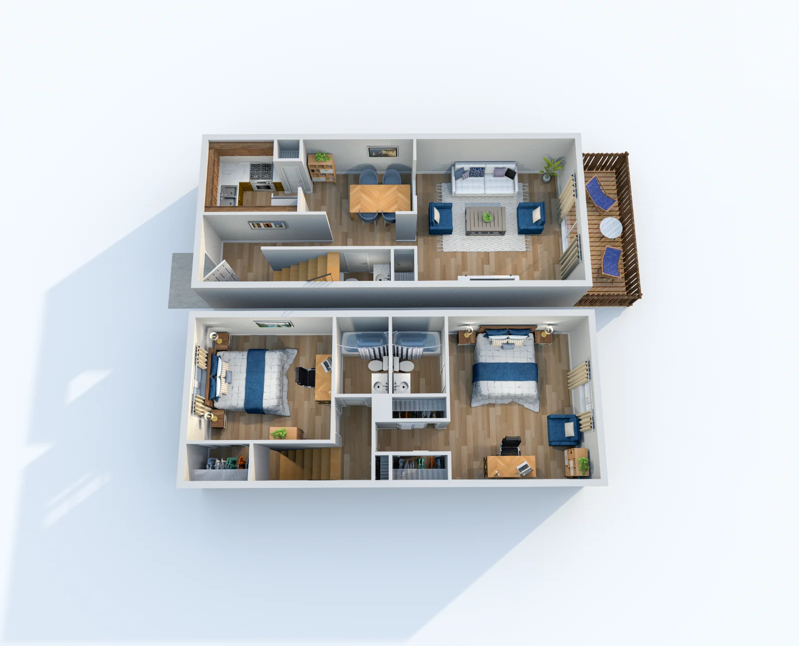 Palmetto at Lakeside — floor plan, Plan B7 · 2 bed · 2.5 baths · 1,140 sq ft